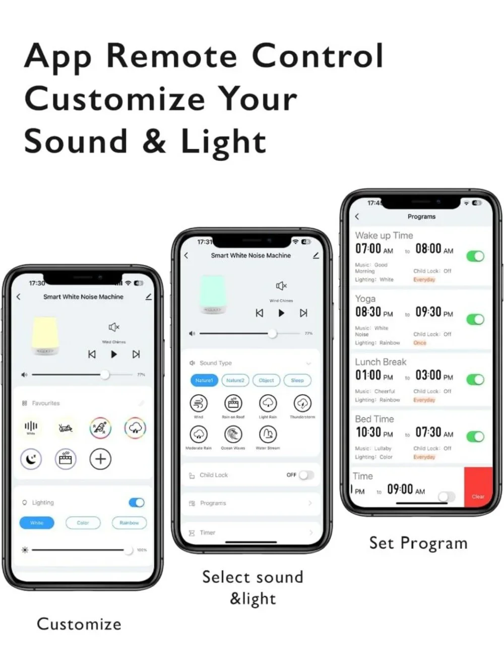 Smart Baby Sound Machine & Night Light | 34 Soothing Sounds, Timer, App Control